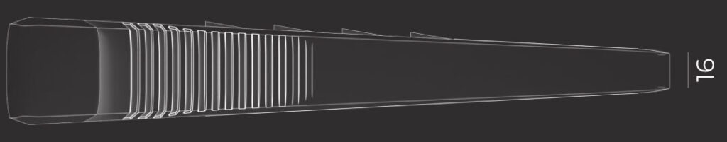 Technische Zeichnung des Flamingo Nachsetzkeil in der Seitenansicht